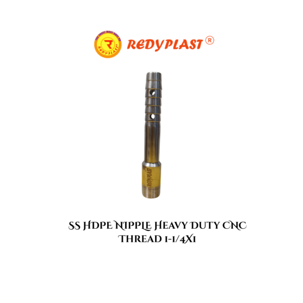 REDYPLAST® SS HDPE NIPPLE Heavy Duty CNC Thread 1-1/4X1"