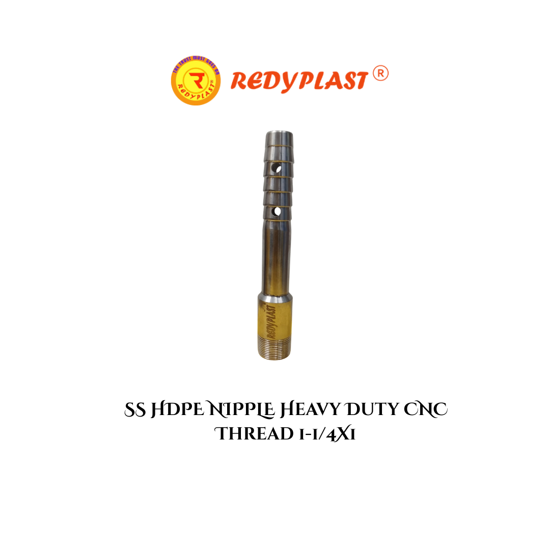 REDYPLAST® SS HDPE NIPPLE Heavy Duty CNC Thread 1-1/4X1"