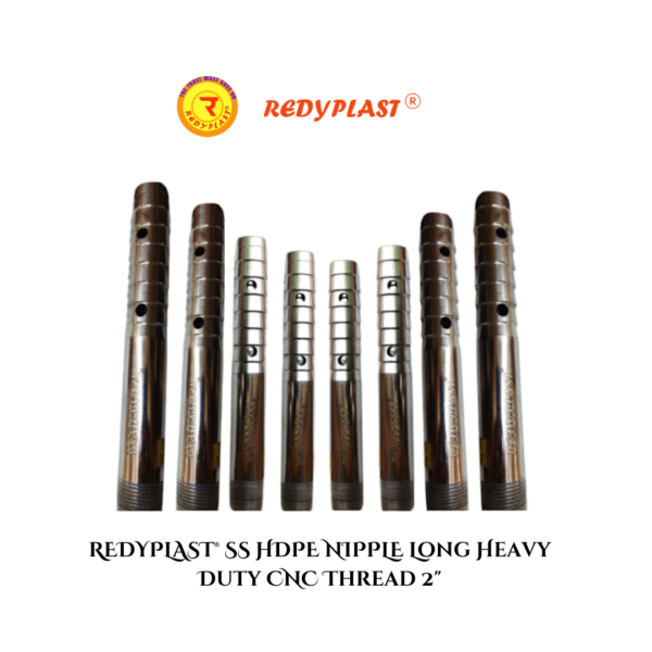 REDYPLAST® SS HDPE NIPPLE Long Heavy Duty CNC Thread 2"